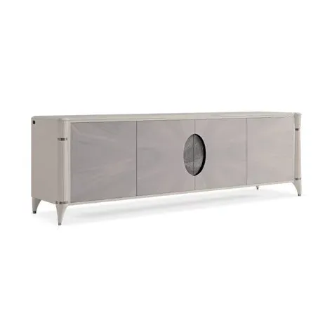 Credenza Ellipse Francesco Pasi laccata con medaglione, foto scontornata