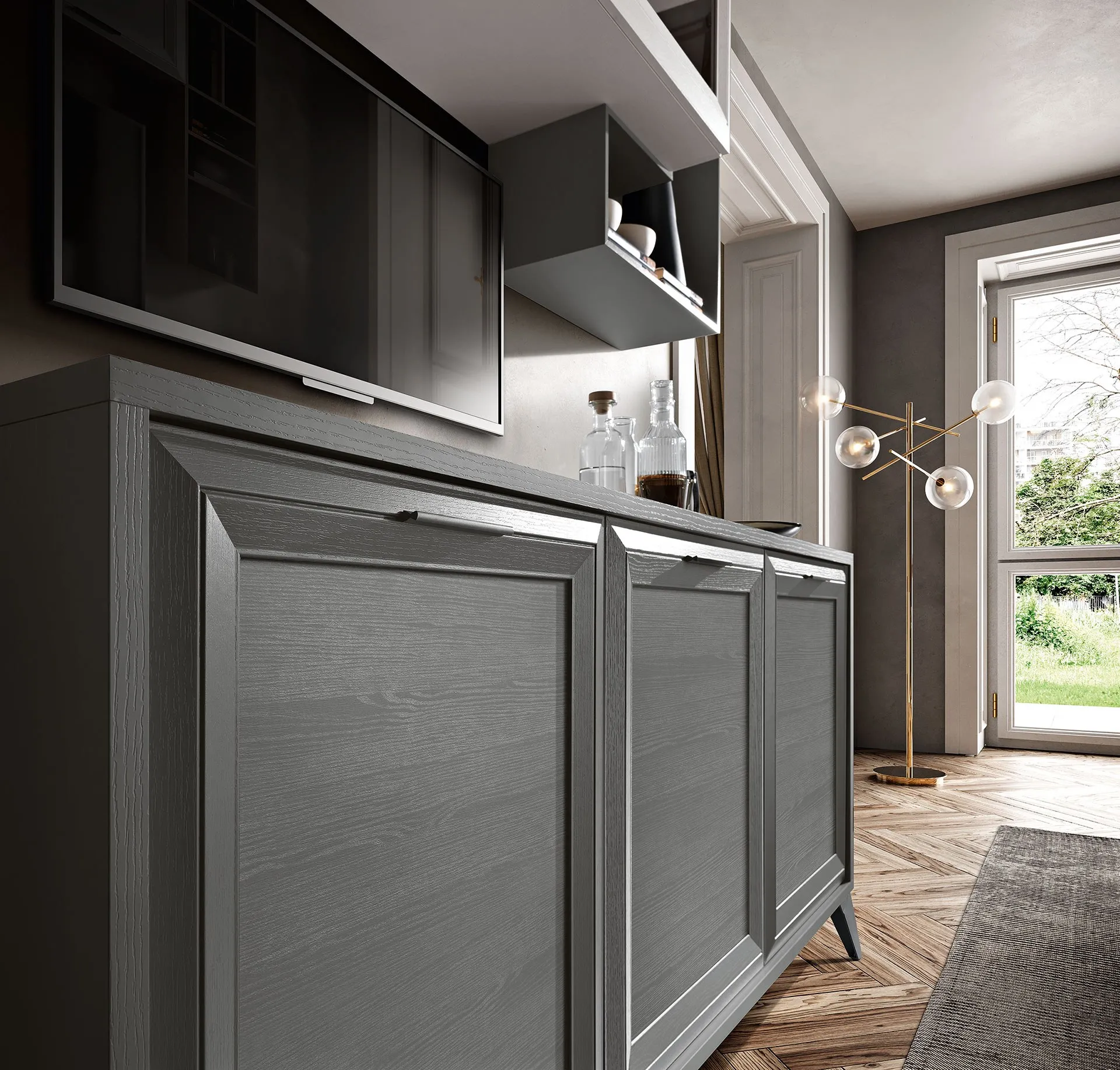 Ante con telaio in frassino grigio della madia Jazz Sideboard J118 Gierre