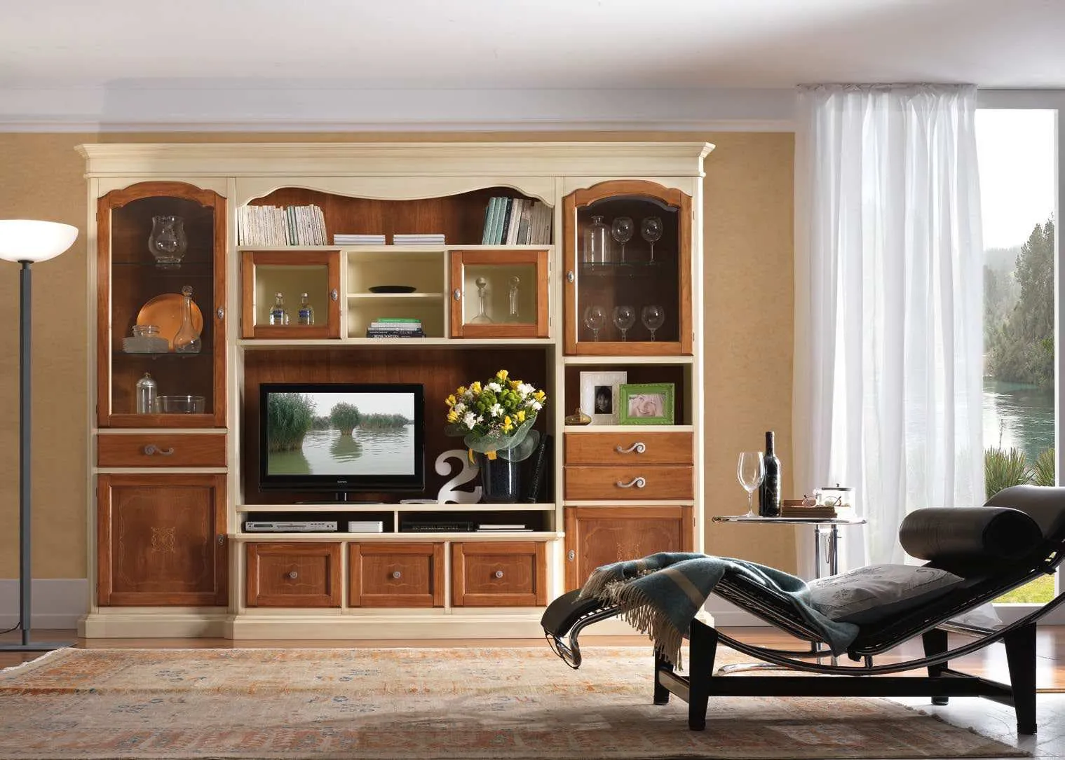 Parete intarsiata Imba Icon 2.4 bicolore con chaise longue