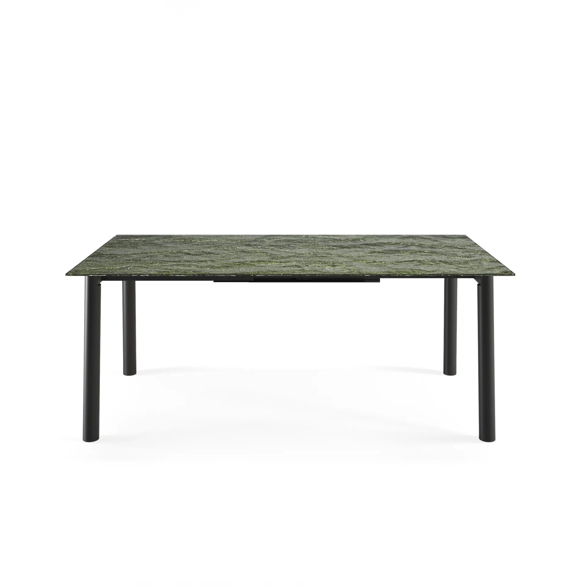 Tavolo Neptune Scavolini con piano verde effetto marmo su fondo bianco