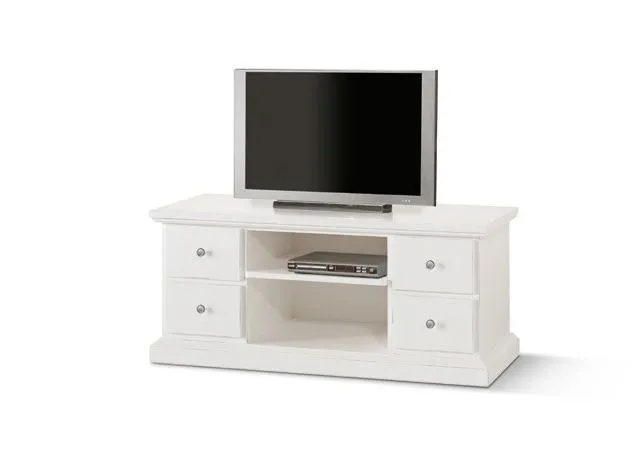 Cassapanca porta TV bianca Trend Style Imba con quattro cassetti, foto su fondo bianco
