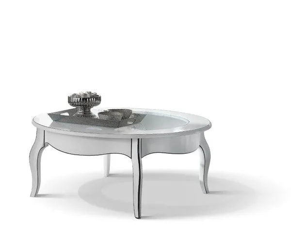 Tavolino ovale Trend Style Imba laccato argento, foto su fondo bianco