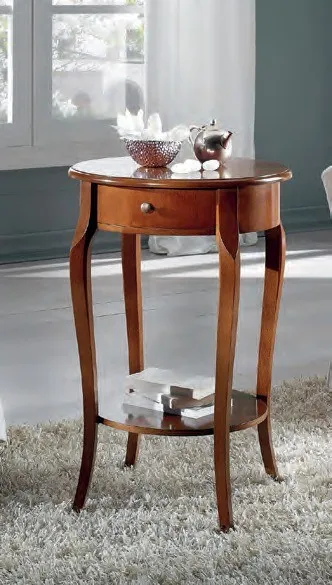 Tavolino rotondo Marte Imba con cassetto e ripiano su un tappeto
