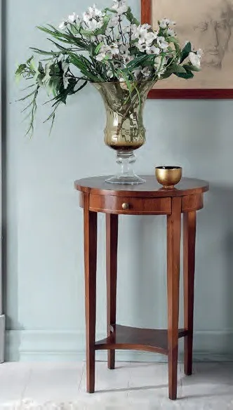 Tavolino rotondo Marte Imba con ripiano e vaso di fiori