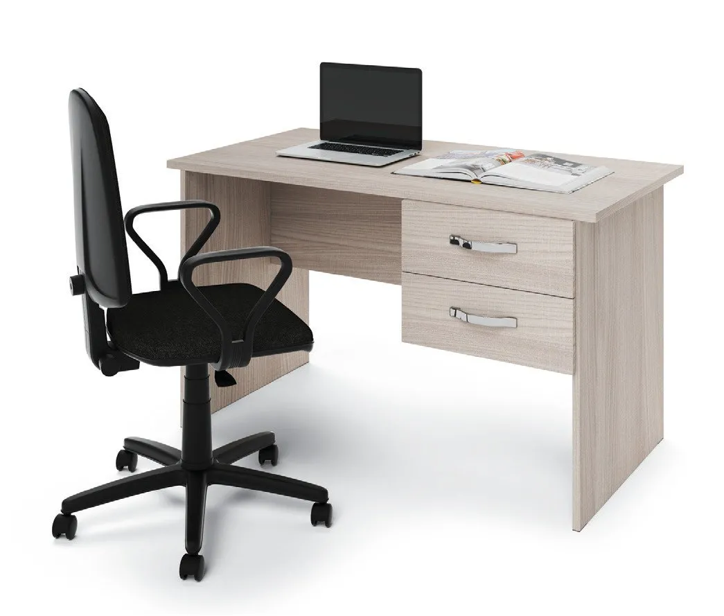 Scrivania Tiffany Imba in legno chiaro con due cassetti e sedia da ufficio