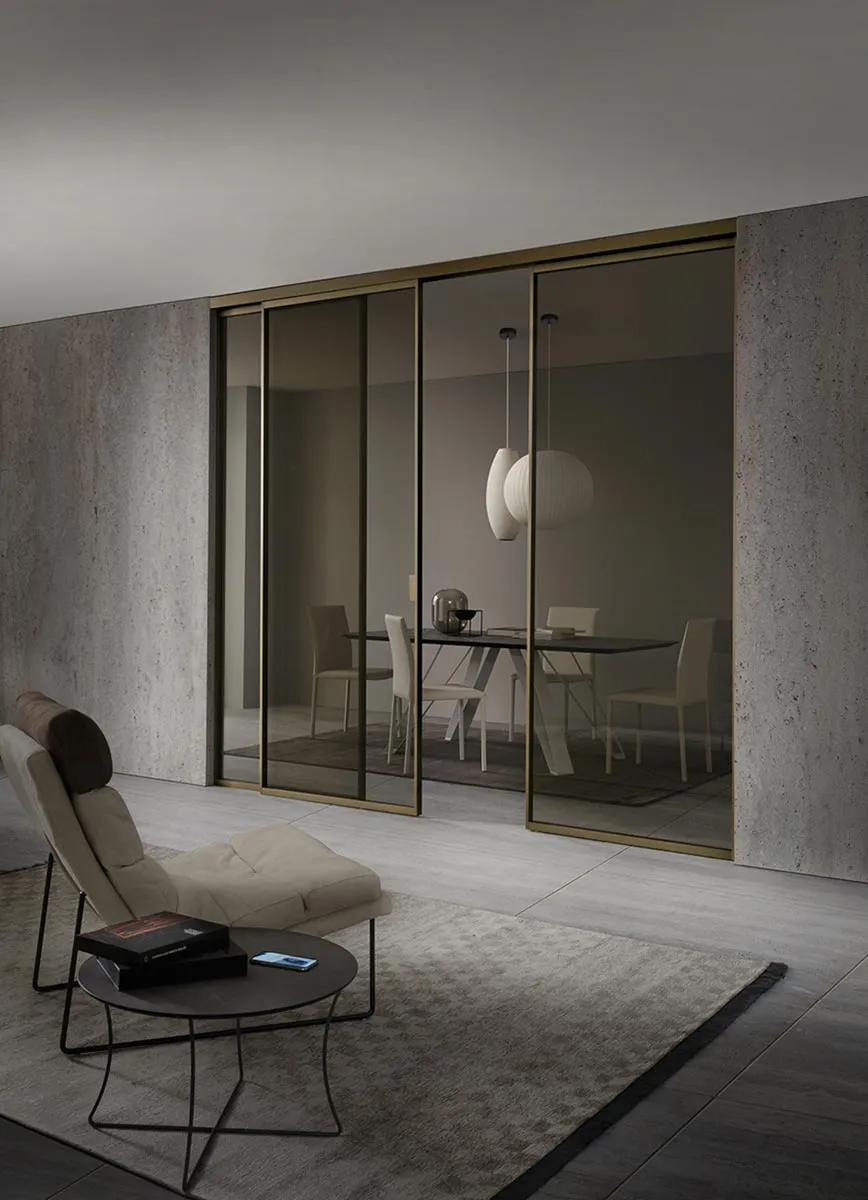 Interparete Naike La Primavera in vetro fumé con telaio bronzo