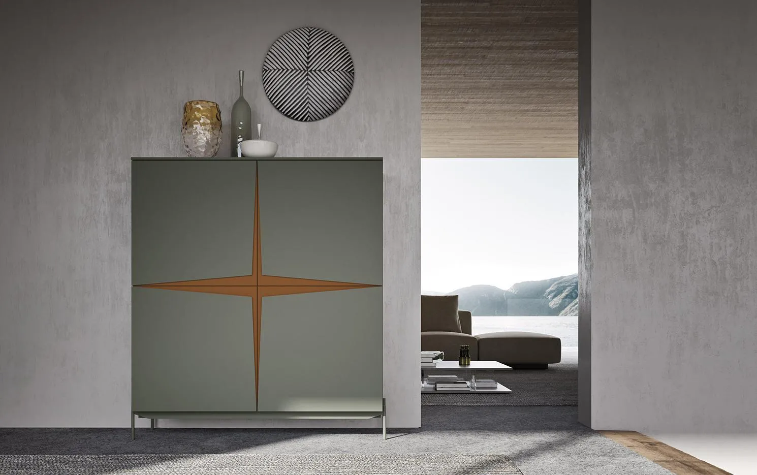 Armadiotto Star MobilGam verde con stella in rame
