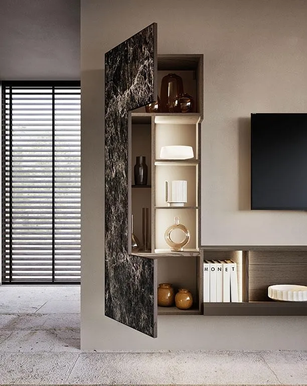 Vano a giorno illuminato nella colonna della parete Horizon 1001 MobilGam