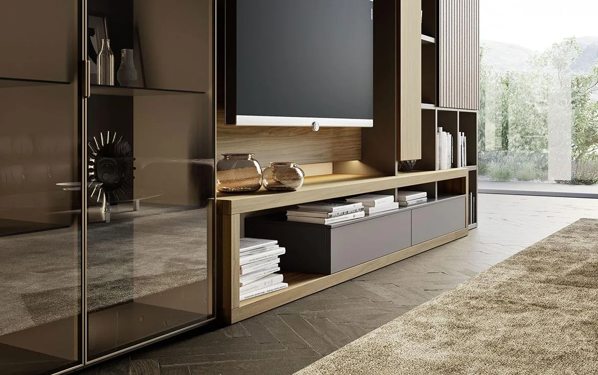 Porta TV e vetrina della libreria Horizon 1022 MobilGam
