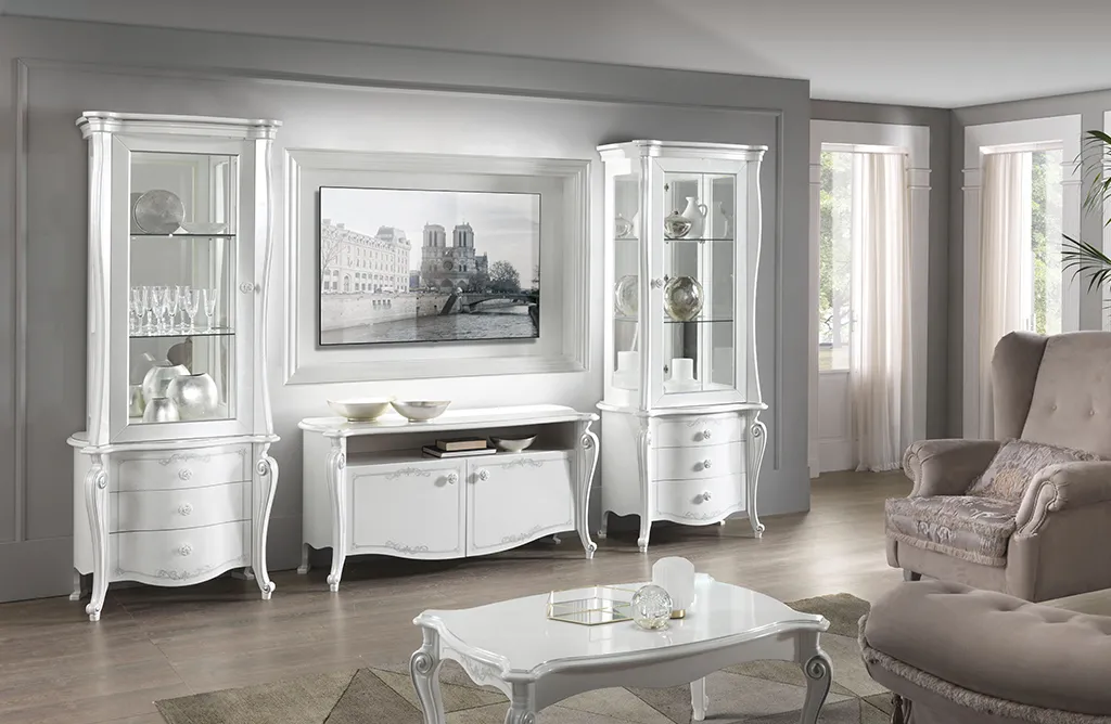 Parete soggiorno Chanel Day C03 Mobilificio AG con porta TV a cornice e due vetrine