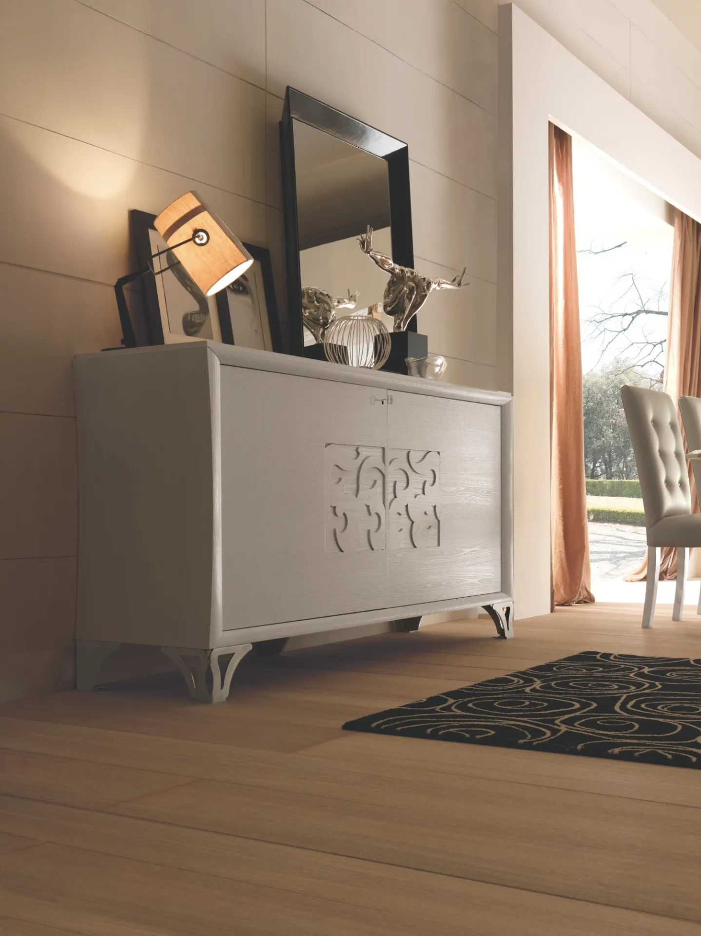 Credenza Portofino Modo 10 bianca a due ante con specchiera