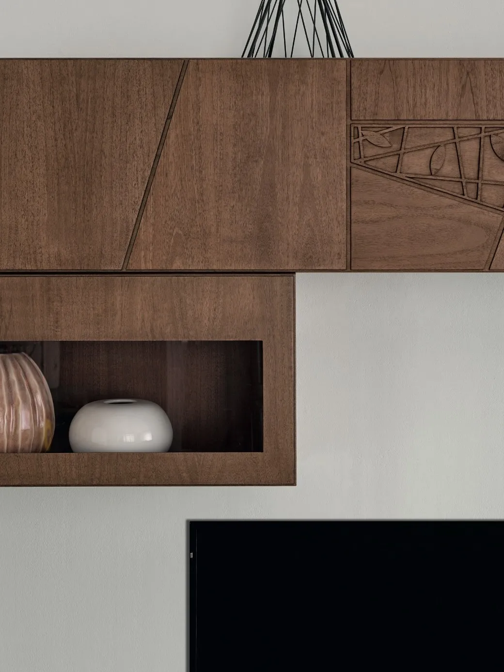 Pensili in noce con decoro della composizione 103 Decor Modo 10