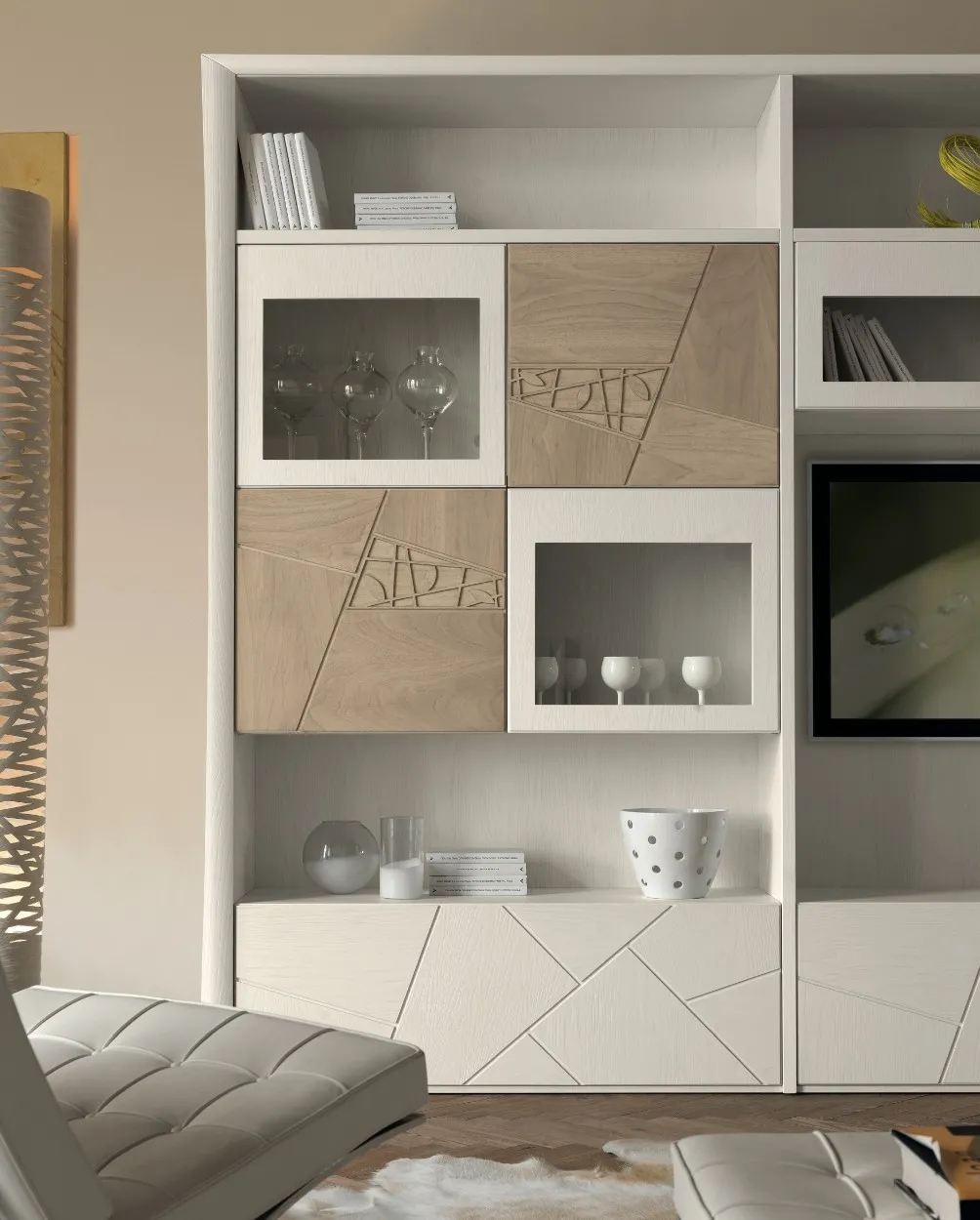 Vano TV e ante decorate della composizione 216 Decor Modo 10