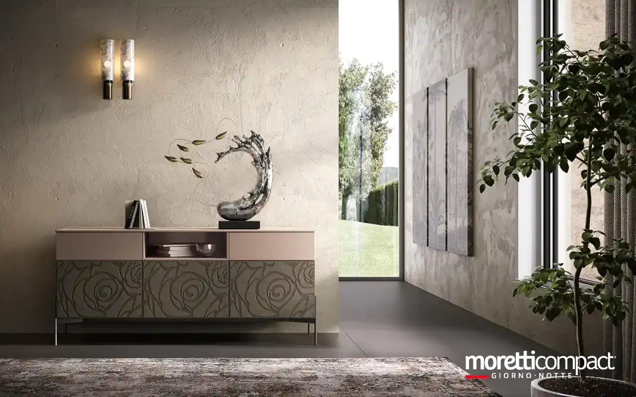 Madia Kosmos KM301 Moretti Compact con ante in biomalta a rilievo e piedini sottili
