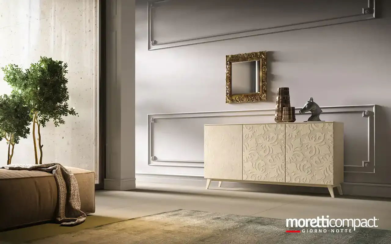 Madia Kosmos KM303 Moretti Compact crema con ante in biomalta a rilievo floreale
