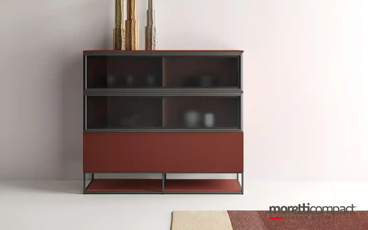 Madia alta Kosmos KM305 Moretti Compact porpora con ante superiori in vetro fumè
