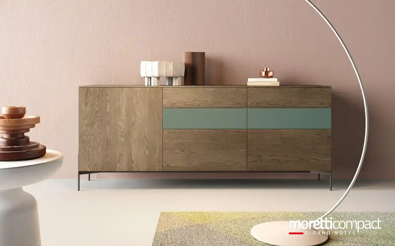 Madia Kosmos KM306 Moretti Compact in rovere con fascia orizzontale salvia