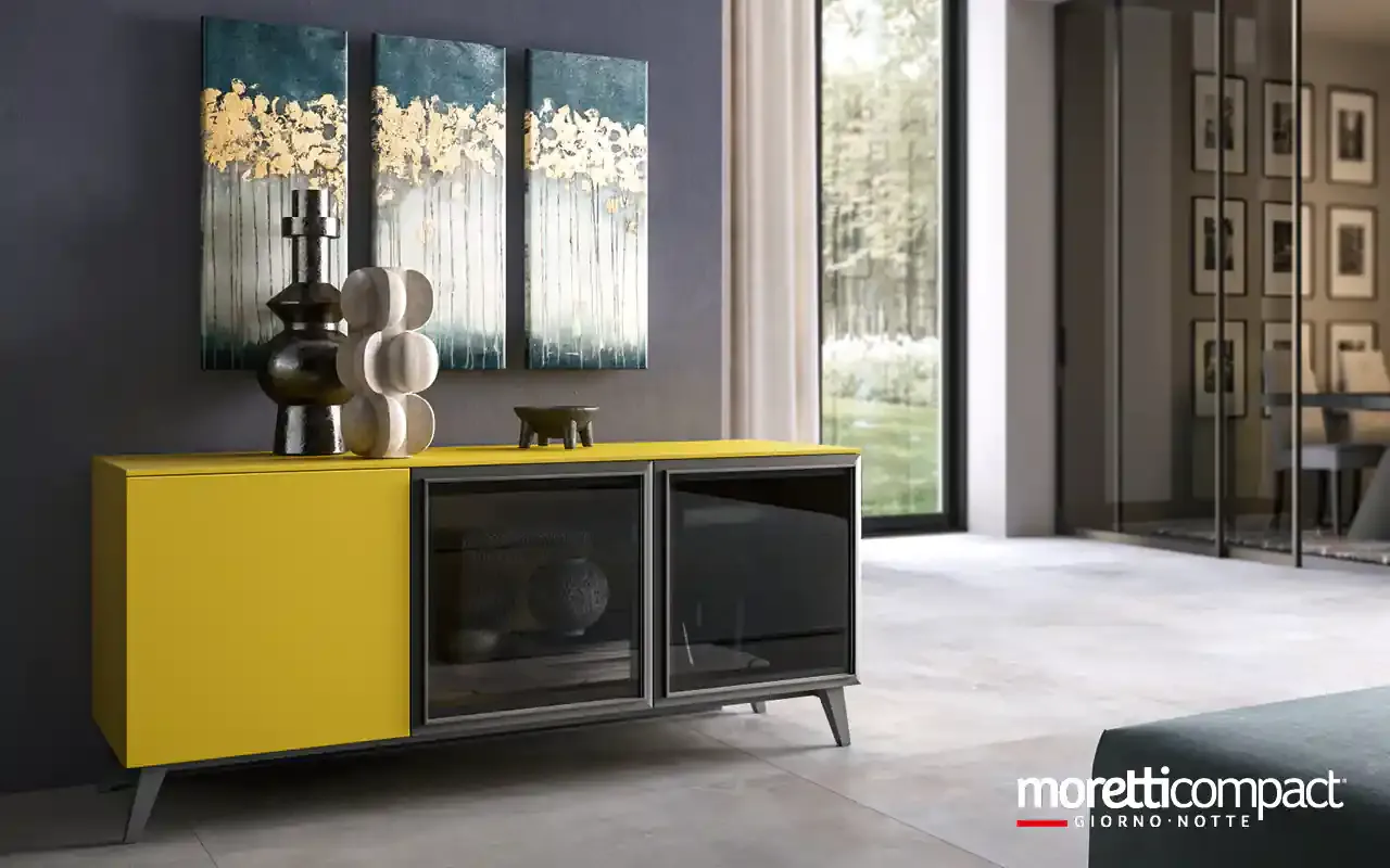 Madia Kosmos KM311 Moretti Compact con anta gialla e due ante in vetro scuro