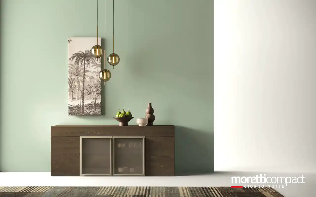 Madia Kosmos KM322 Moretti Compact in rovere con ante in vetro, chiusa