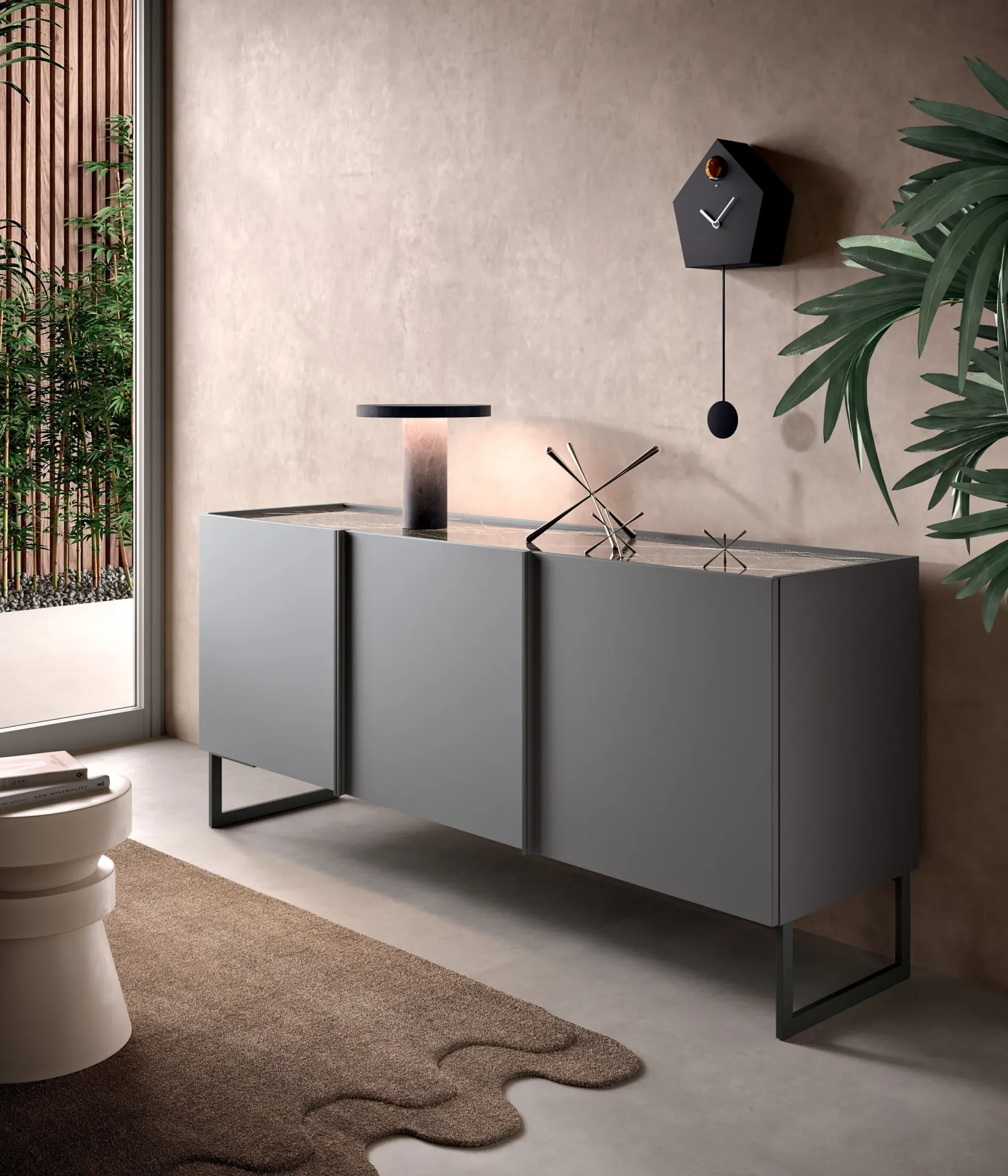 Madia Desk della collezione Sky Spar in finitura scura