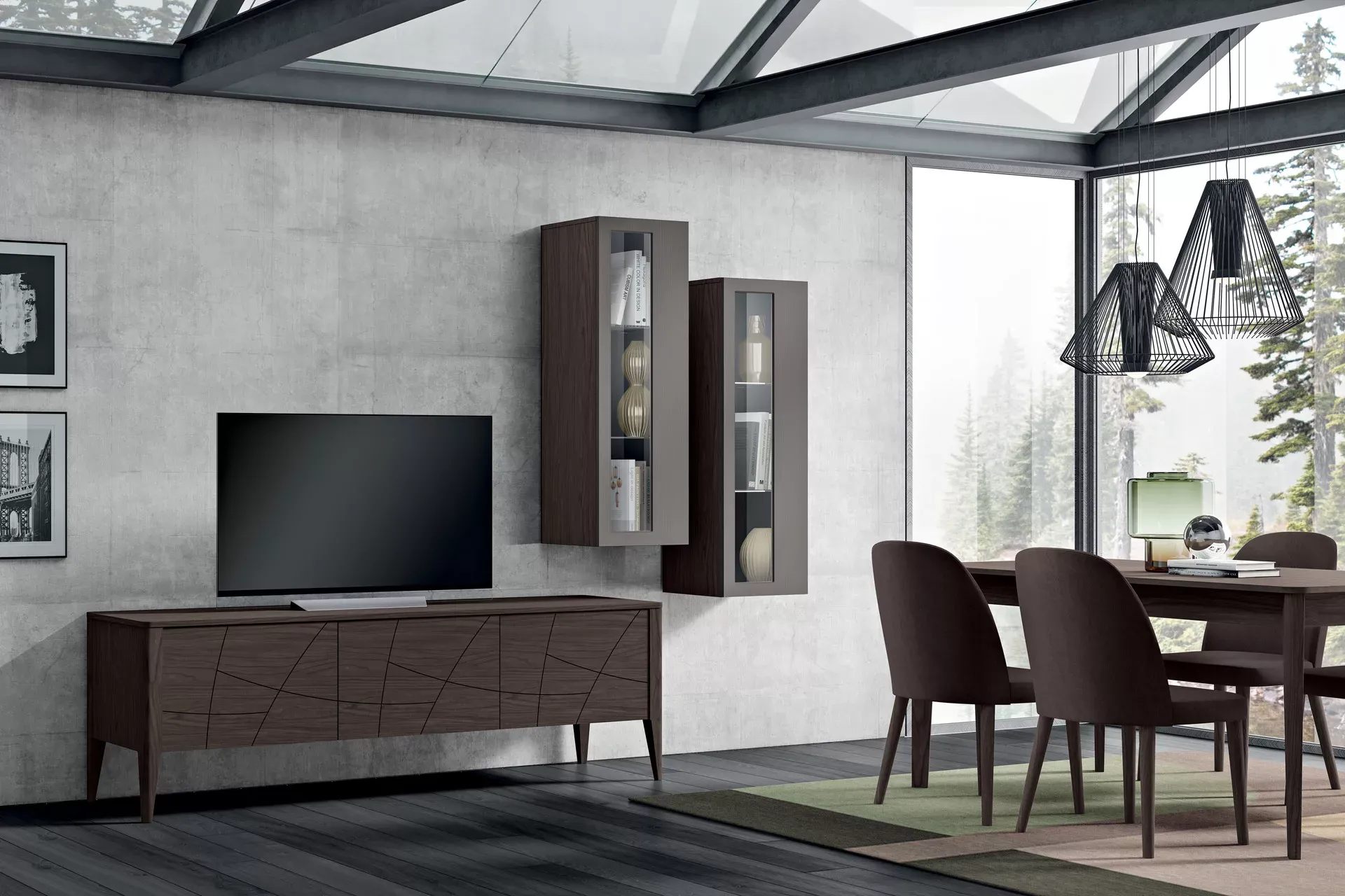 Madia Lapis M3 Spar in noce brown con pensili grigio quarzo