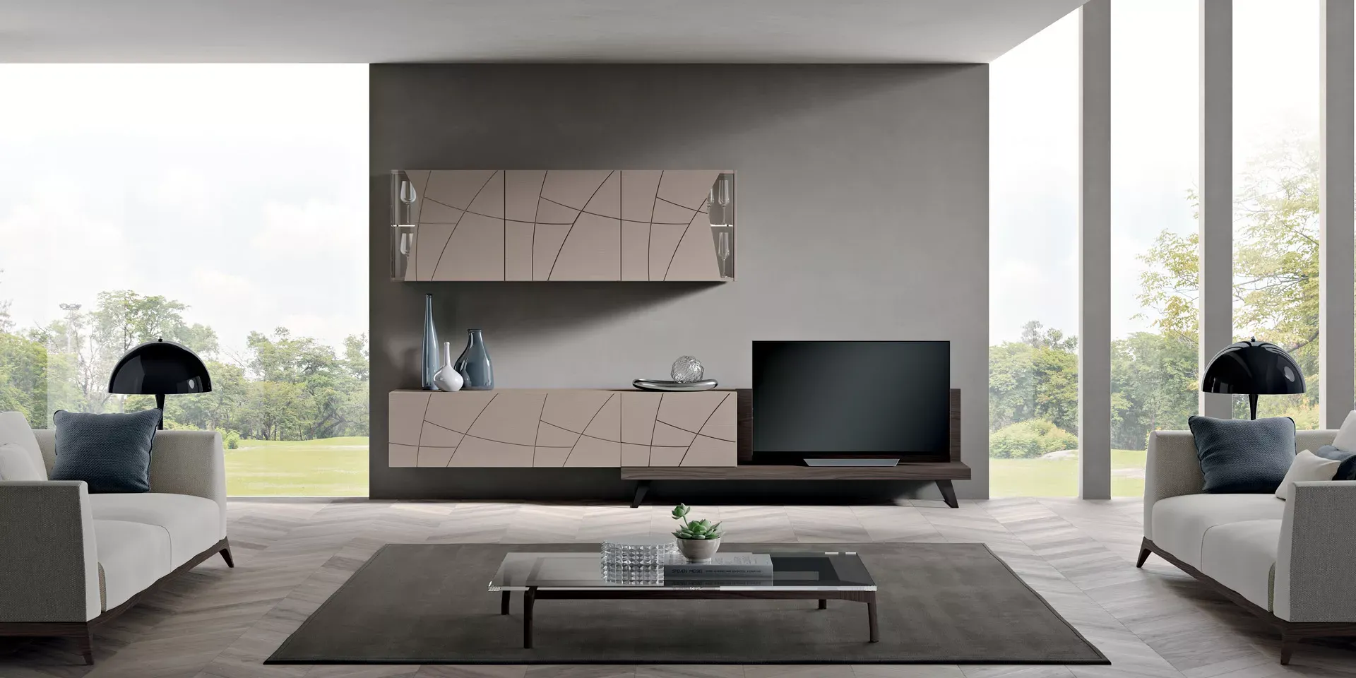 Parete attrezzata Lapis LX24 Spar con mobile tv basso