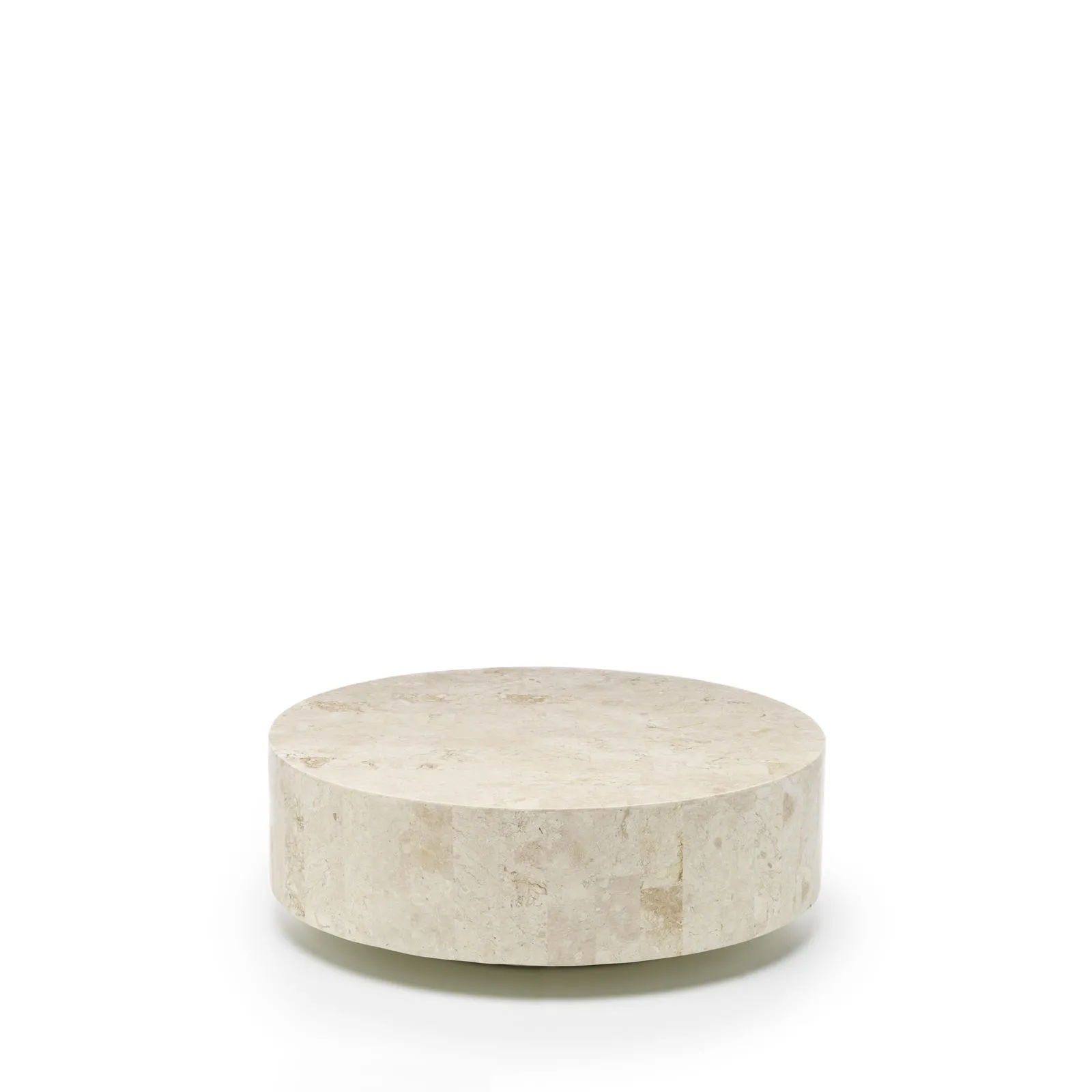 Tavolino Round 1 Stones in pietra beige su fondo bianco