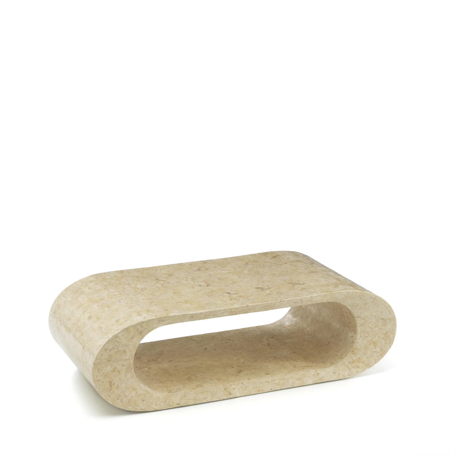 Tavolino Sandu Stones ad anello ovale in pietra white agata su fondo bianco