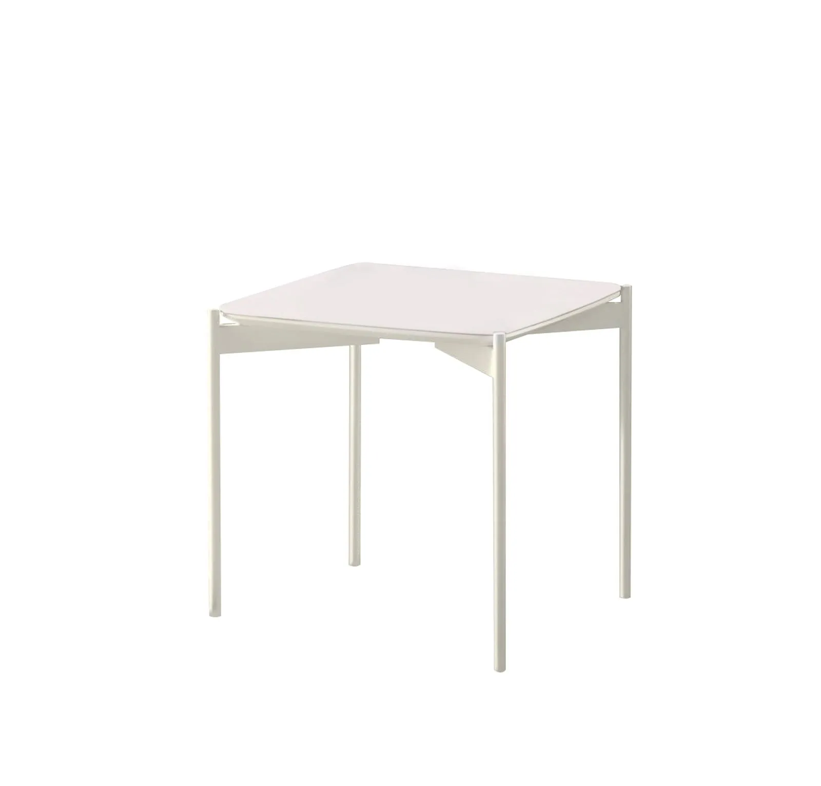 Tavolino Ivy Stones bianco con piano in ceramica su fondo bianco