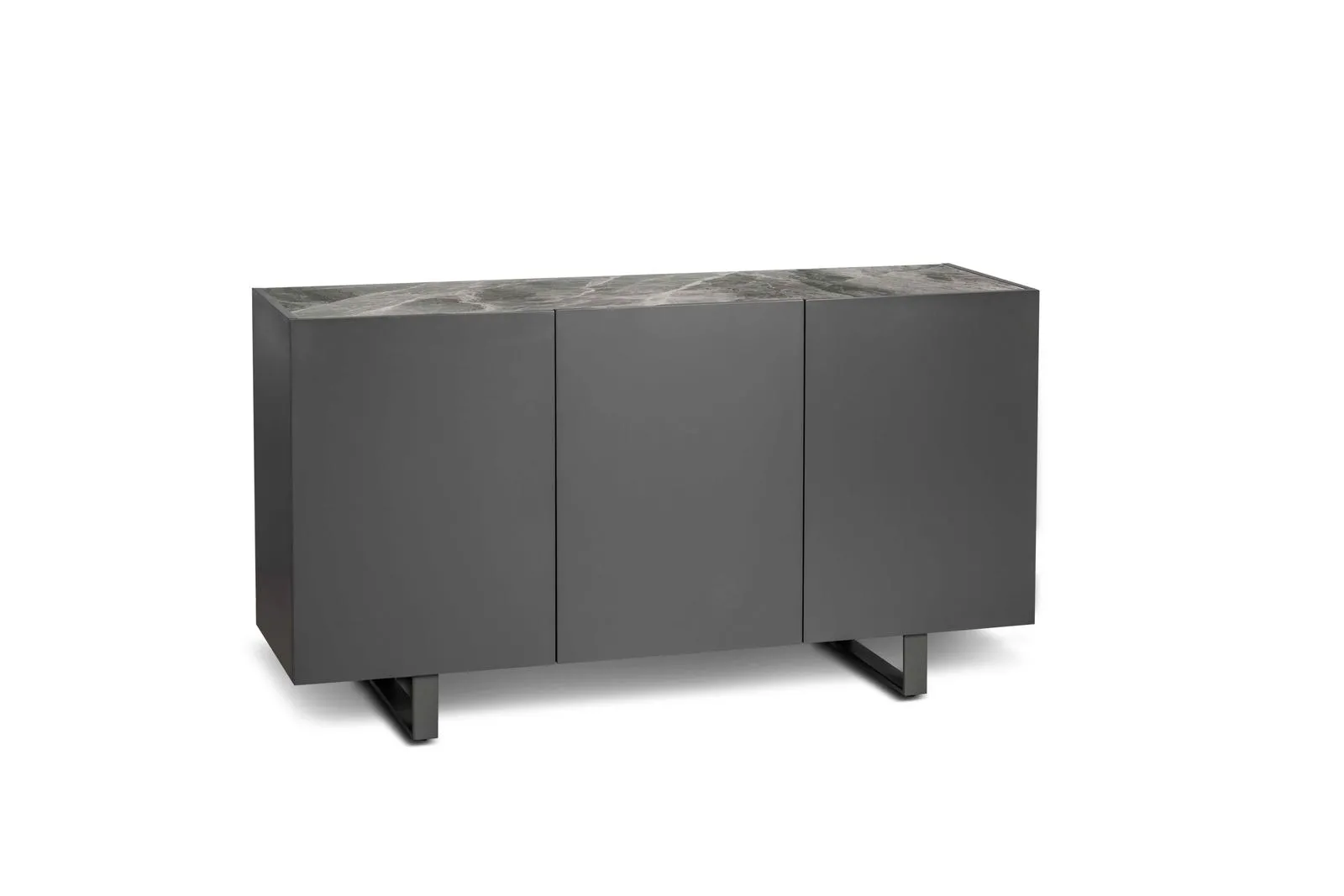 Madia Pegaso Stones a tre ante con top in ceramica marmo grigio su fondo bianco