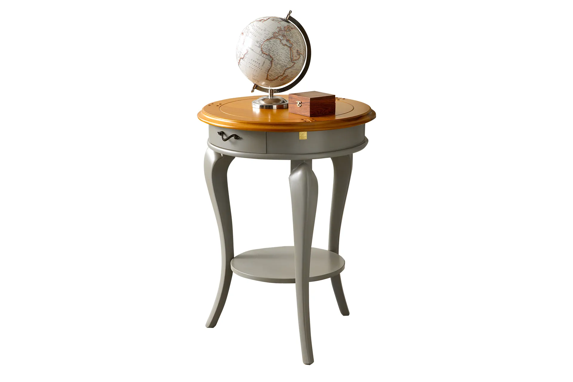 Tavolino rotondo intarsiato Tosato 11.52 grigio miele, scontornato