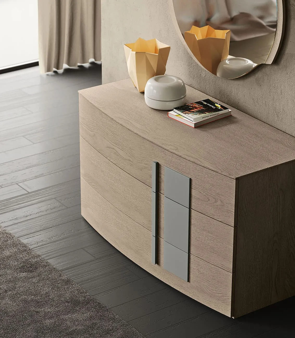 Comò Dream Adriatica in rovere con fascia centrale grigia
