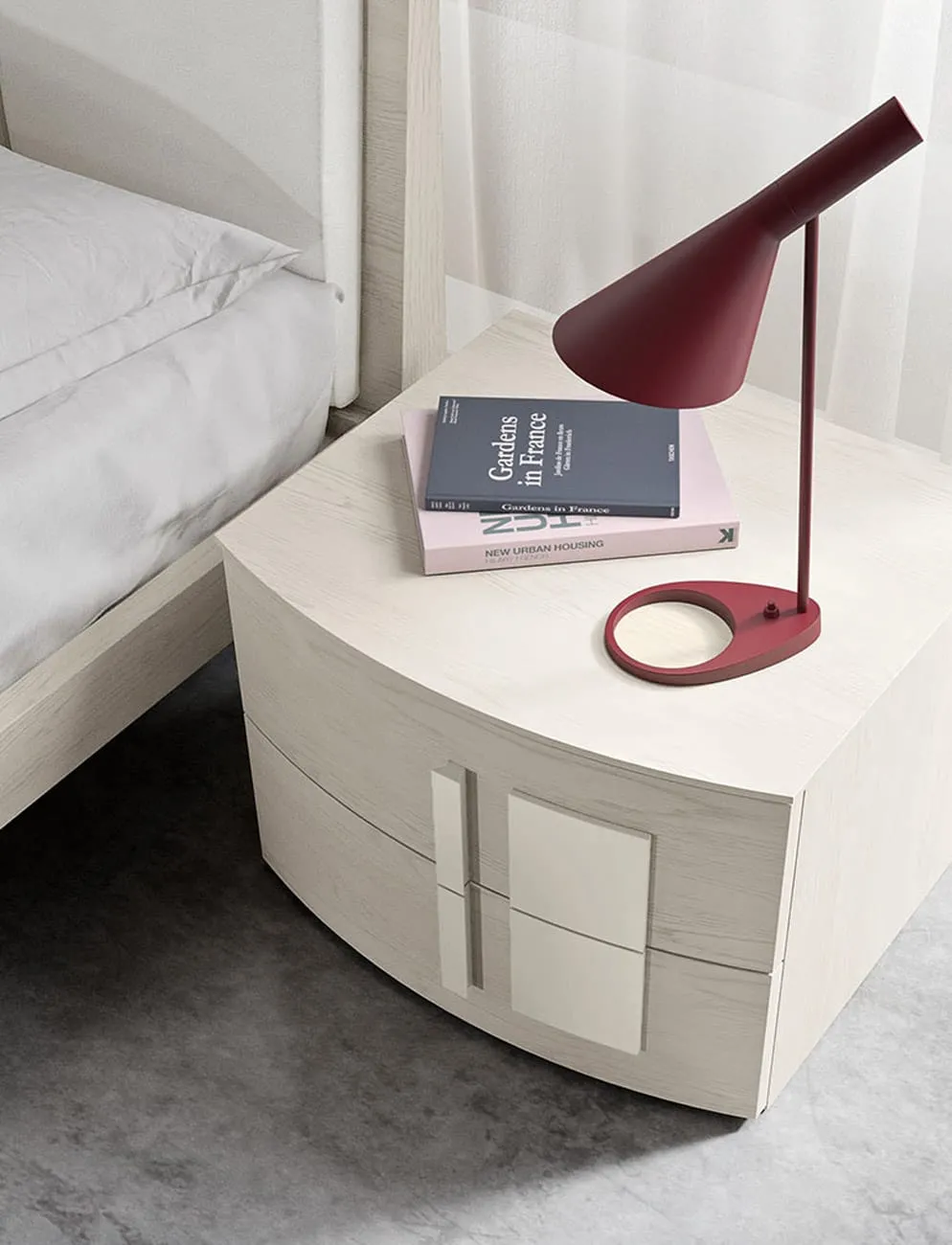 Comodino Dream Adriatica bianco con lampada rossa