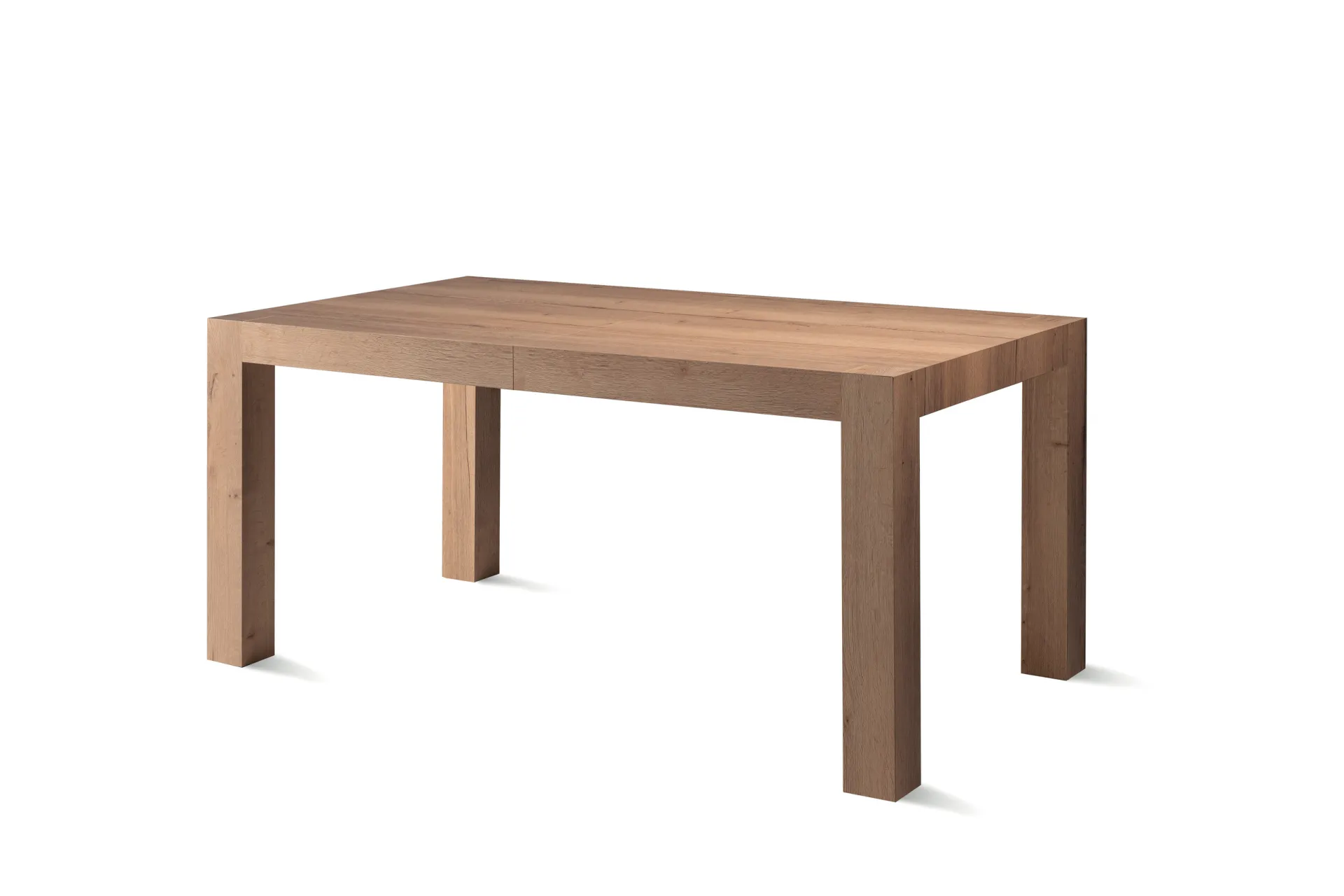 Tavolo Winter Scavolini su fondo bianco, in effetto legno con gambe squadrate larghe