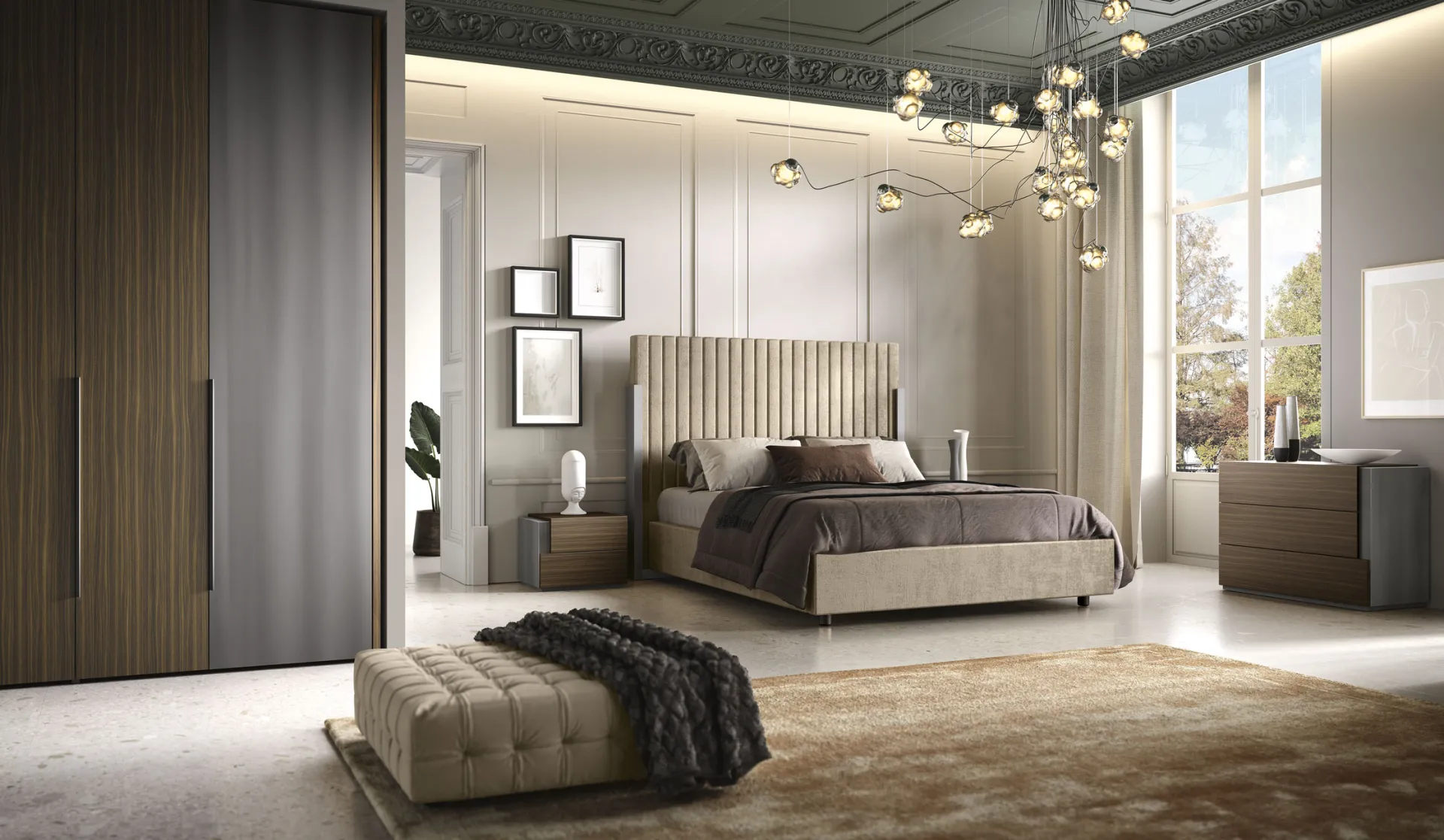 Camera Infinity con letto Ipno Adriatica e panca imbottita