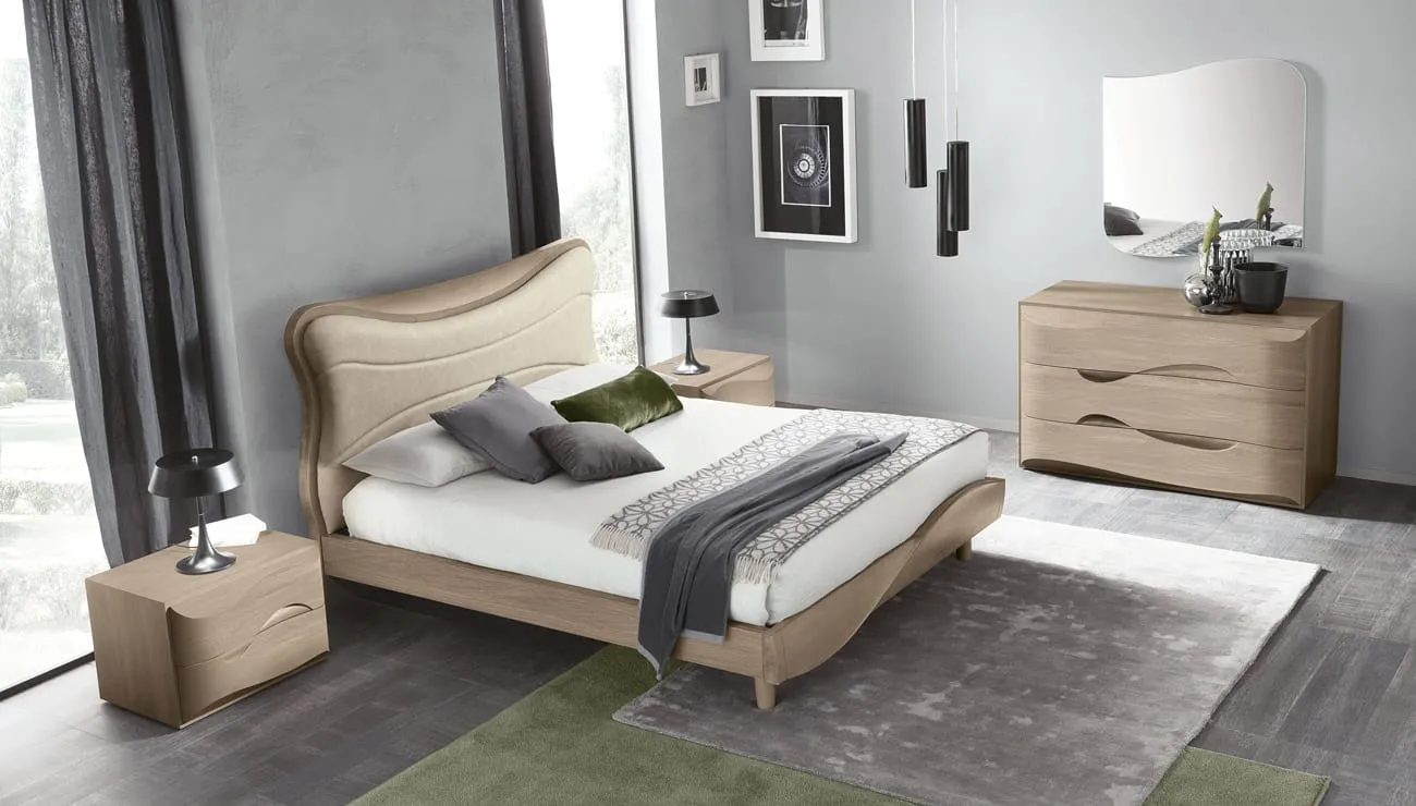 Letto Wind Adriatica in legno con testiera sagomata