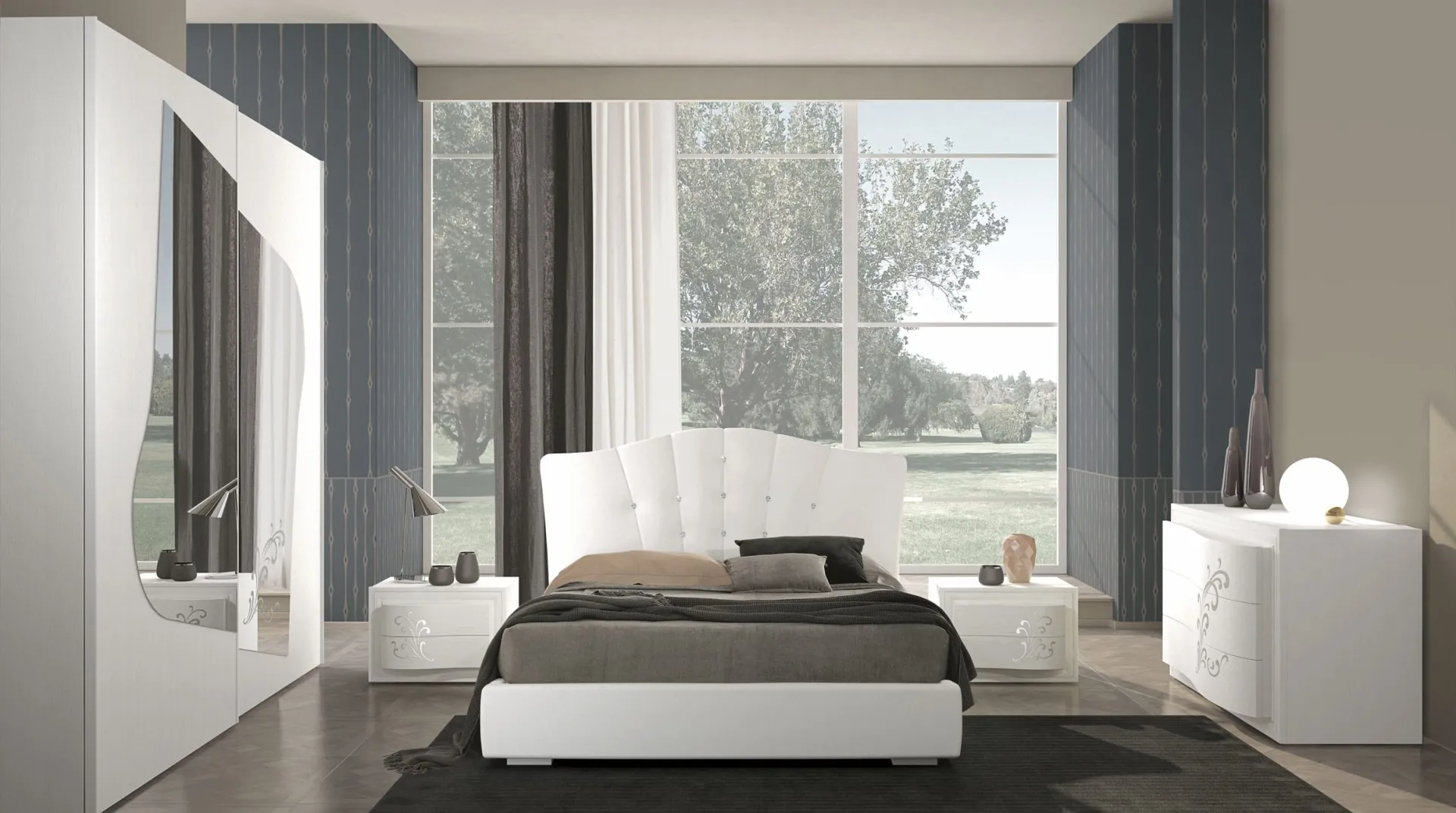 Camera con letto Silvia Adriatica e armadio a specchio