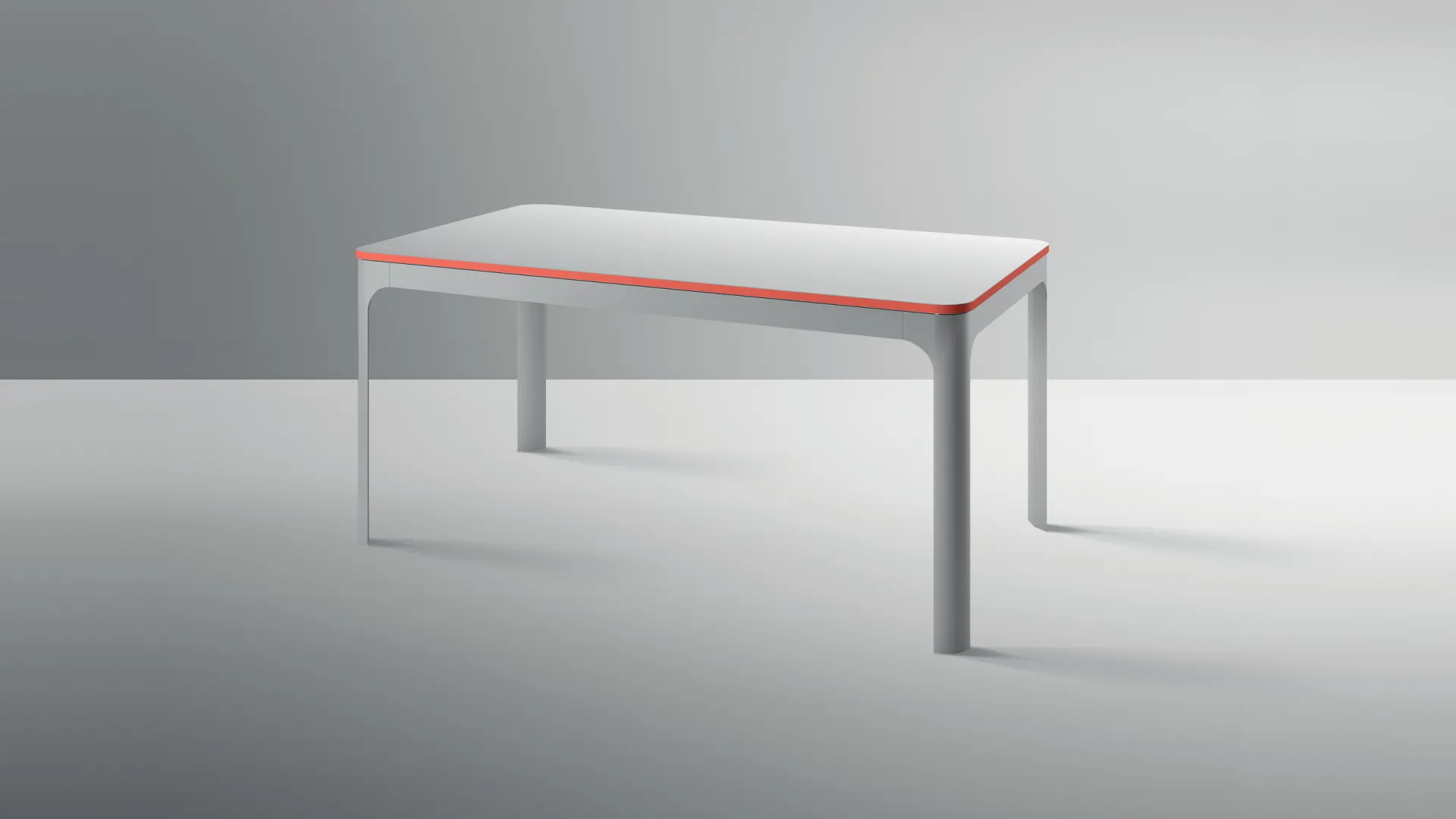 Tavolo Dandy Plus Scavolini bianco con bordo colorato su fondo grigio
