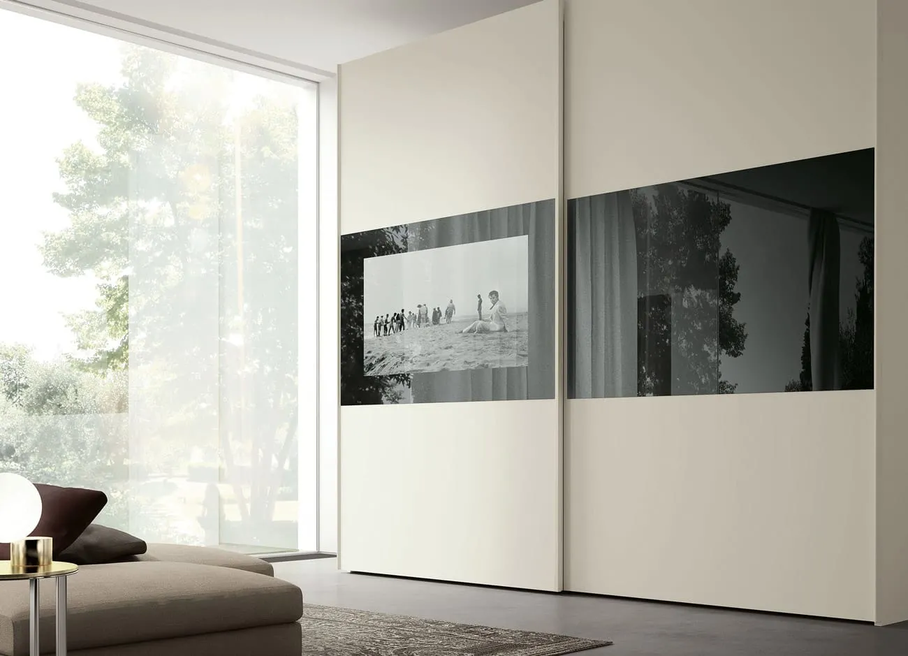Armadio New York Adriatica chiaro con fascia scura in vetro