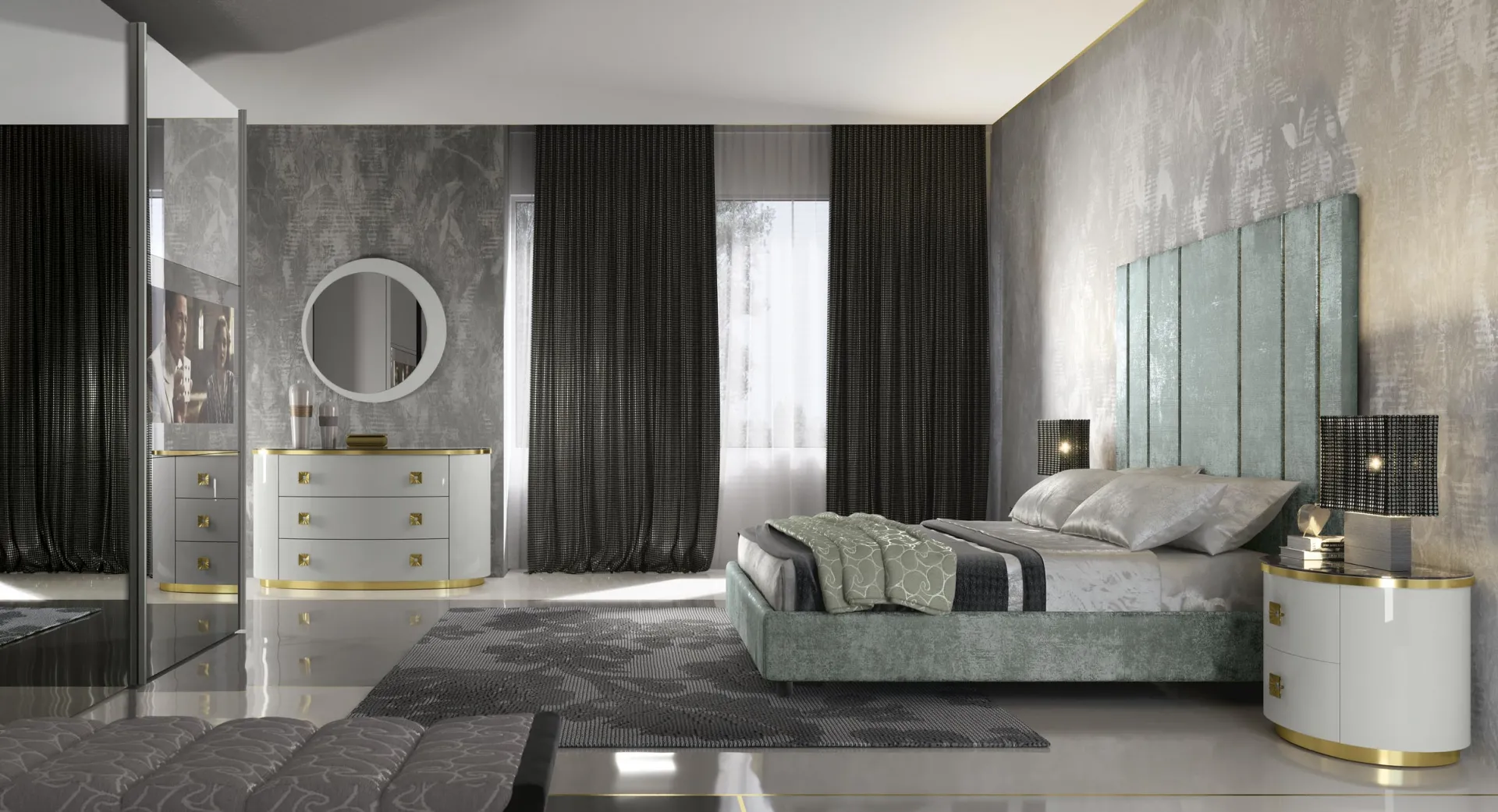 Armadio Duse Adriatica a specchio in camera Luxury con letto alto