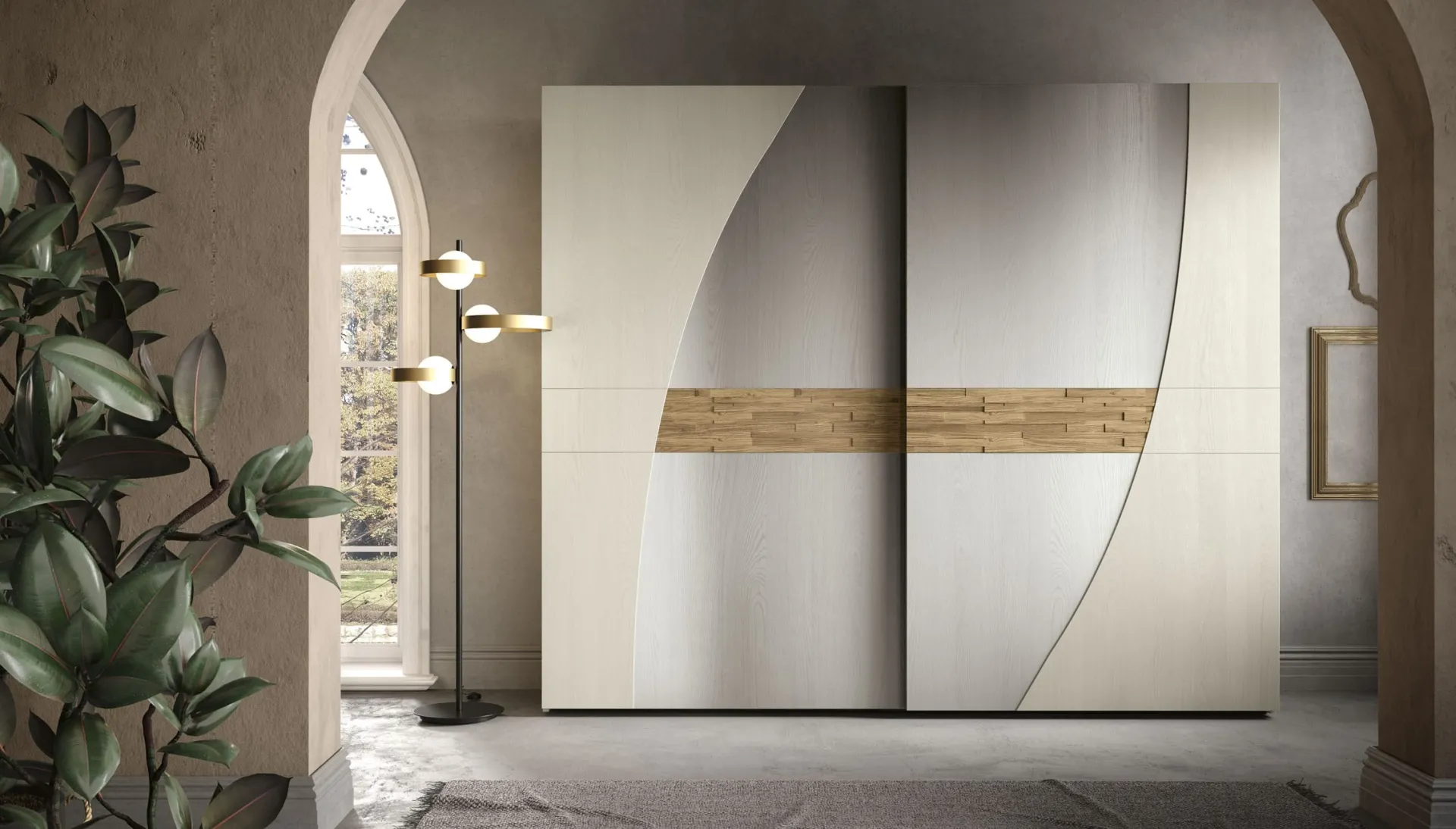 Armadio Reflex Adriatica bianco e grigio con fascia Legnopan