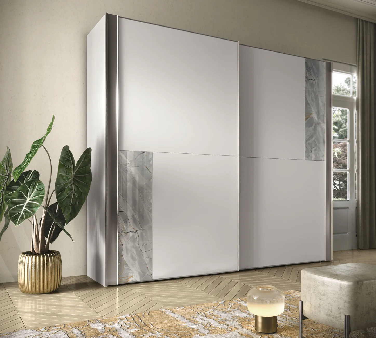 Armadio Afrodite Adriatica chiaro con fascia laterale effetto marmo