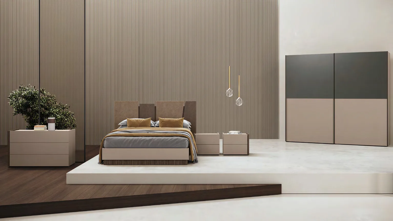 Camera Swing Adriatica con letto Swing, comodini e armadio bicolore