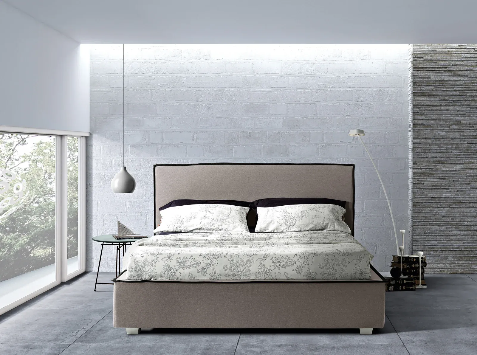 Letto imbottito Jersey Artigiana Letti in una camera da letto arredata