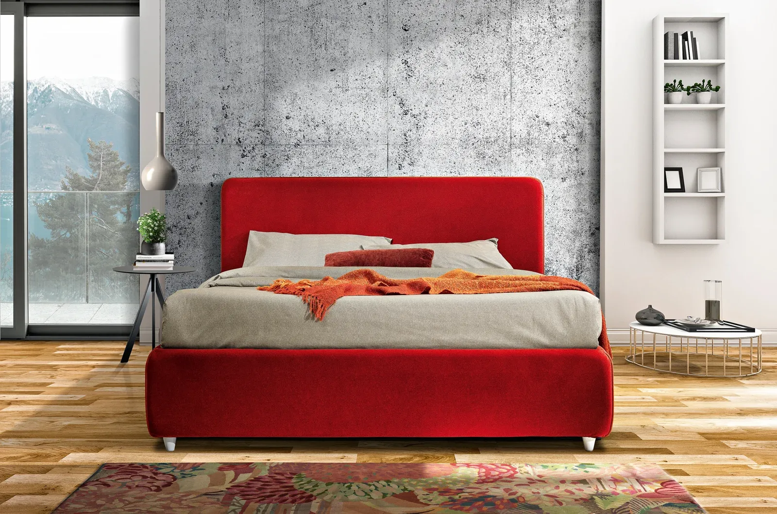 Letto imbottito Klem Artigiana Letti in una camera da letto arredata