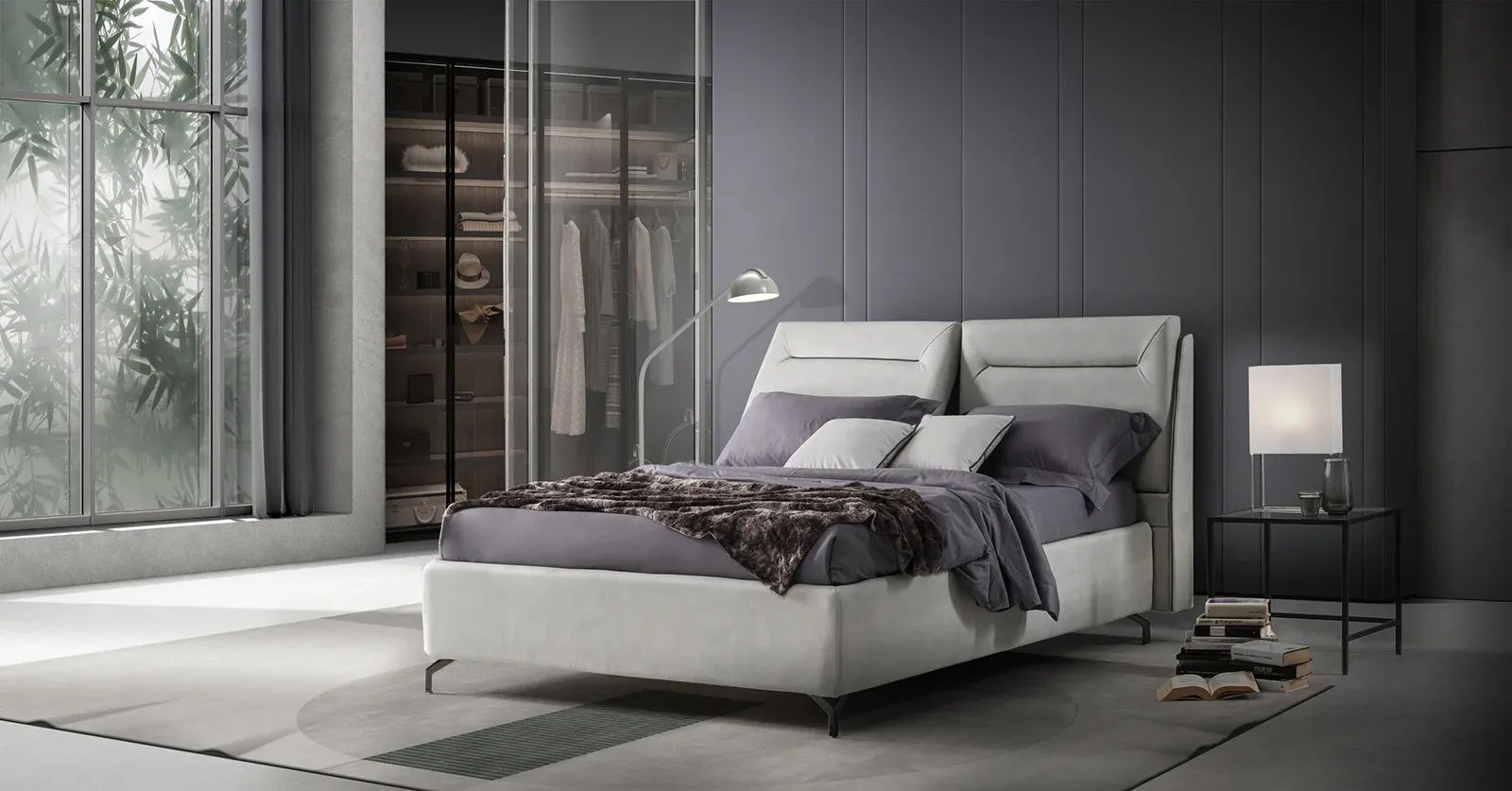 Letto imbottito Riace Artigiana Letti in una camera da letto arredata