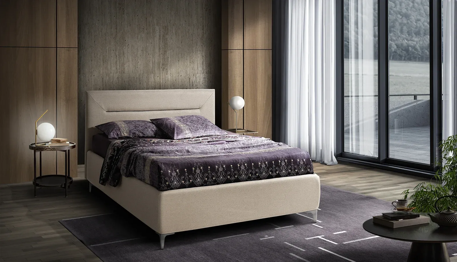 Letto imbottito Street Artigiana Letti in una camera da letto arredata