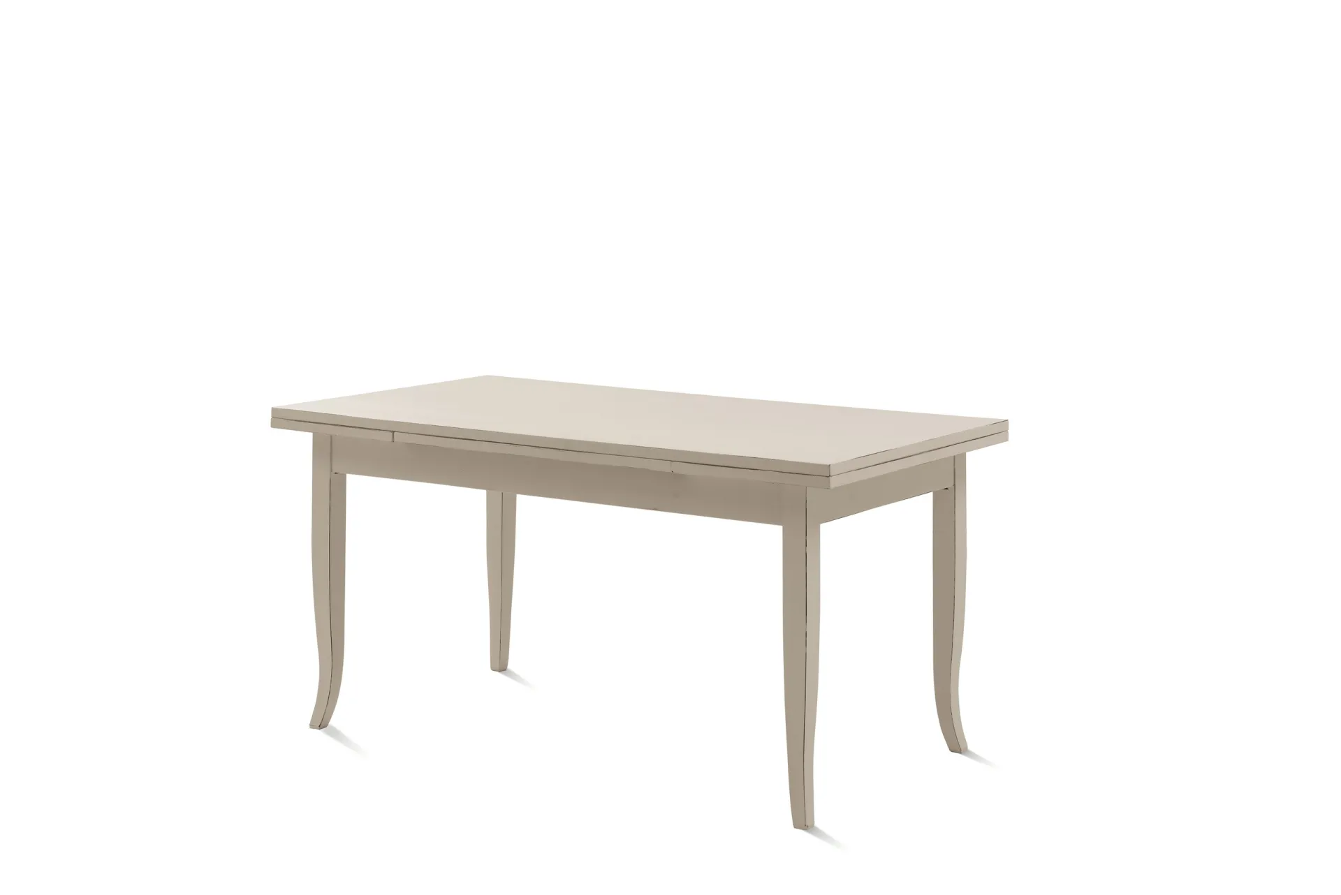 Tavolo Dover Scavolini su fondo bianco, laccato panna con gambe a sciabola