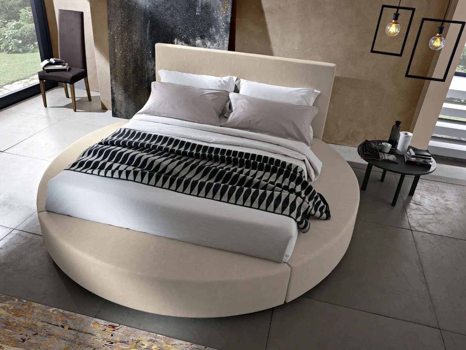 Altra ambientazione di Letto imbottito Tondo Artigiana Letti, vista frontale