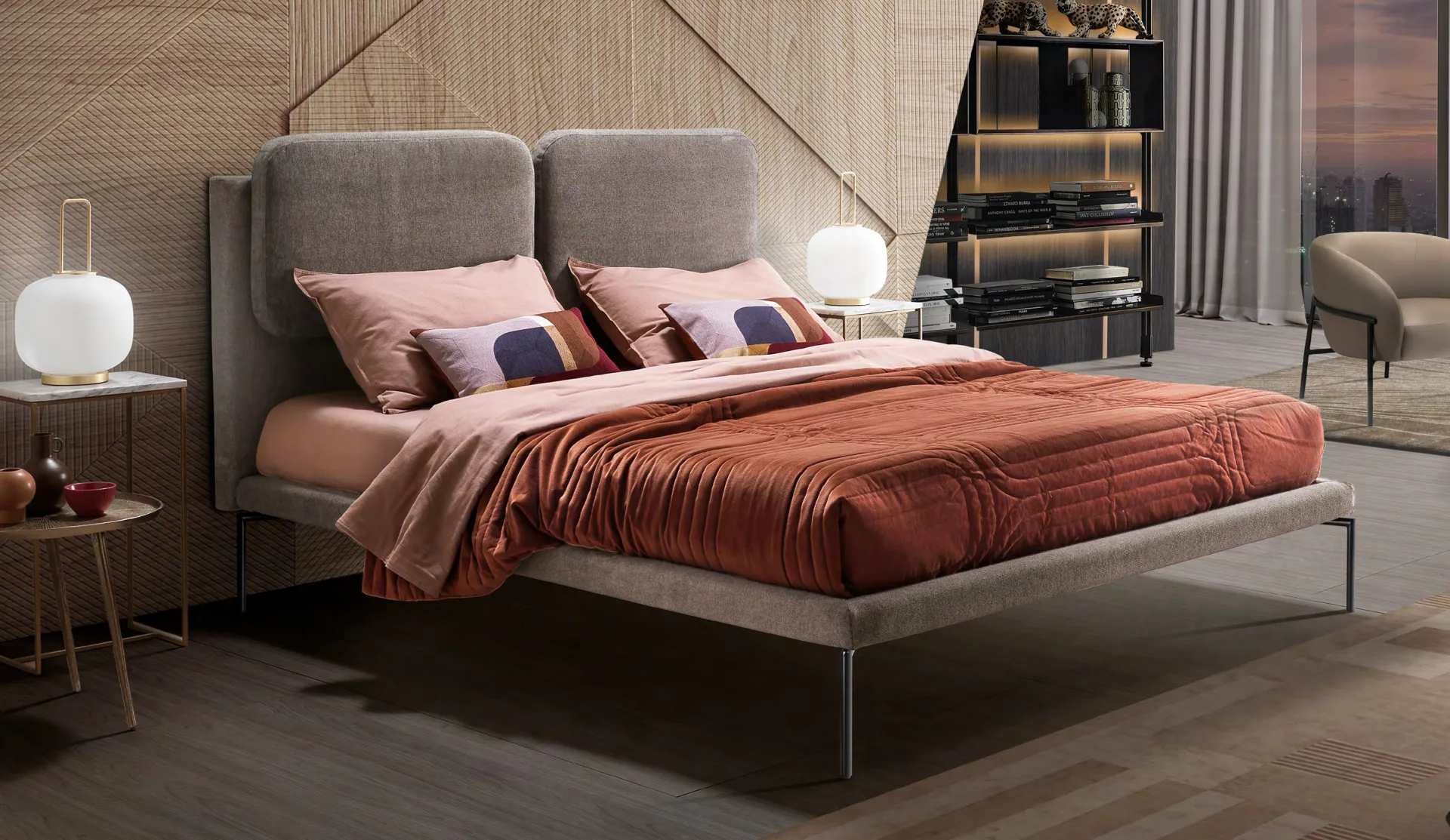 Letto imbottito Air Artigiana Letti in una camera da letto arredata